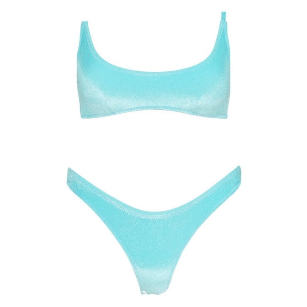 TRIANGL ice blue velvet bikini + Fanny pack included